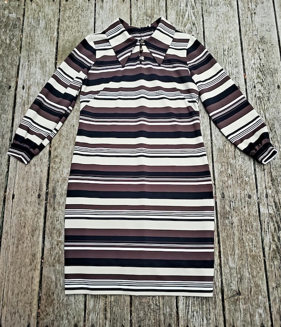 mod autumn stripe • dagger collared midi dress - image 1