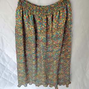 vintage mosaic • 1980s sheer striped micro pleated midi skirt