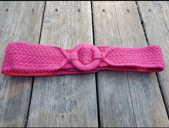 hot hot pink * 1980s woven belt - image 2