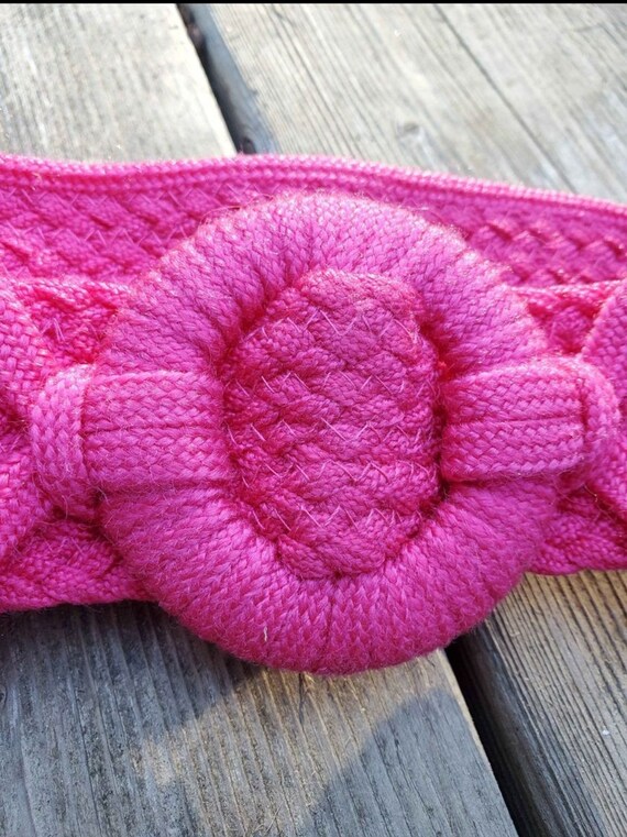 hot hot pink * 1980s woven belt - image 4