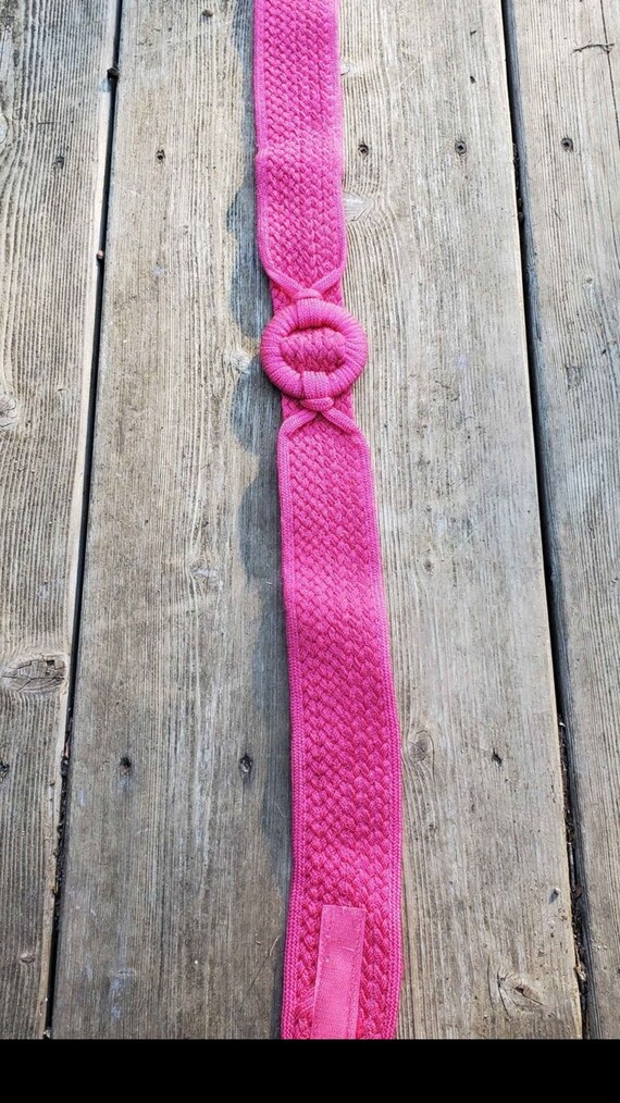 hot hot pink * 1980s woven belt - image 5