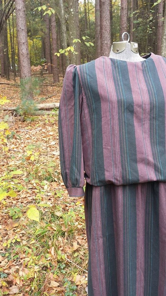 autumn stripe "" vintage blouson dress