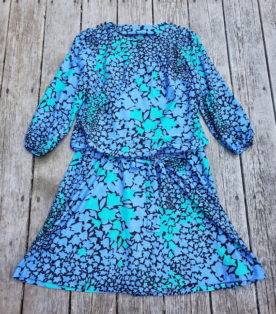 blue blue blouson • bold floral midi dress