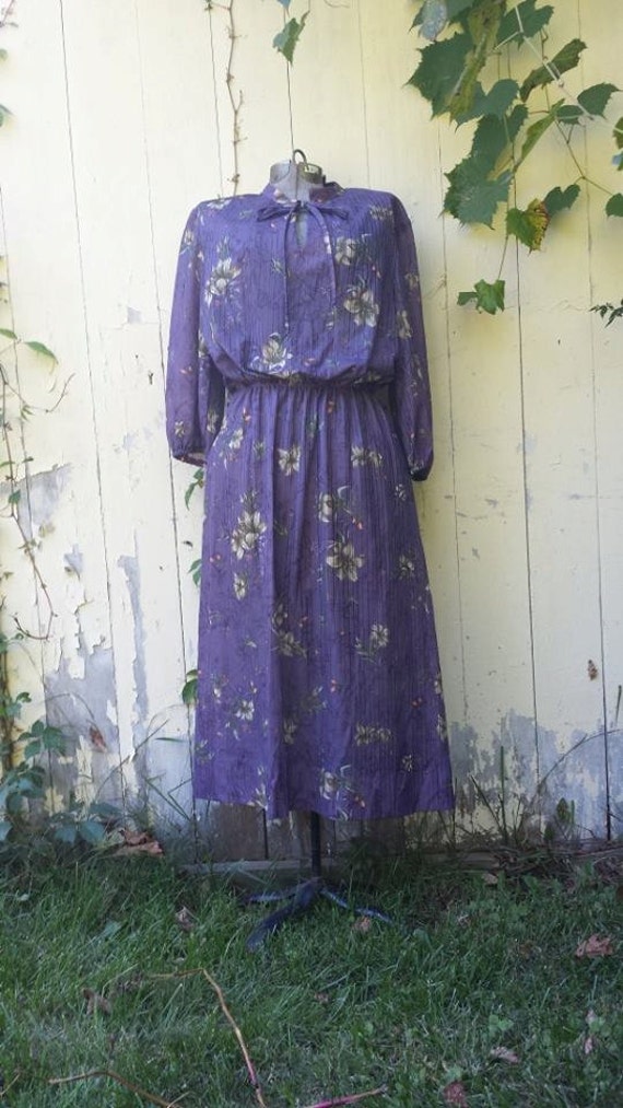 plum sheer dress Illusion Plum Ruched Sheer Sleeve Mini Dress purple M