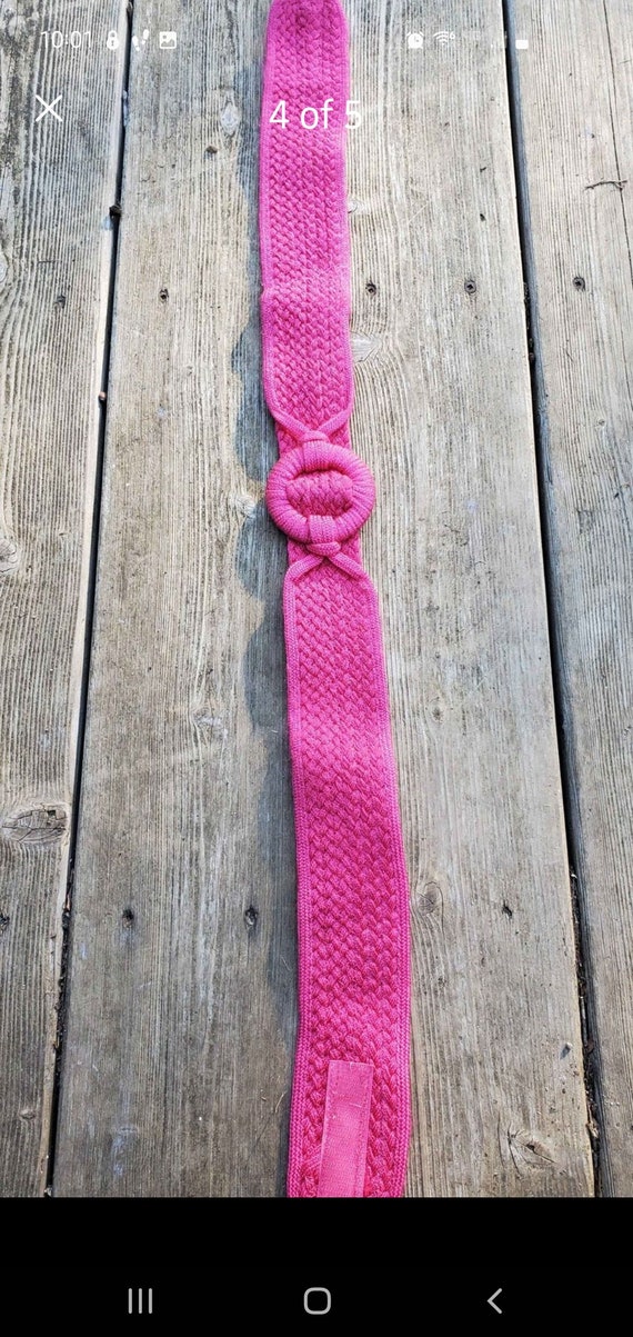 hot hot pink * 1980s woven belt - image 6