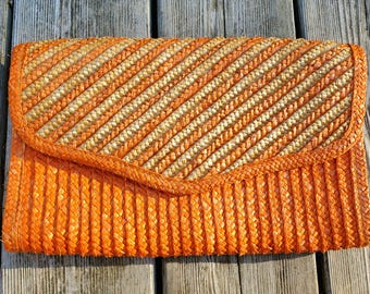 creamsicle clutch • straw envelope clutch purse