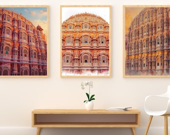 Hawa Mahal Wall Art, Jaipur Architecture , Indian Palace Print, Heritage Decor, Rajasthan poster