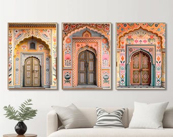 Indian Palace Door Wall, Jaipur Arch Print, Rajasthani Boho Decor, Royal Heritage art