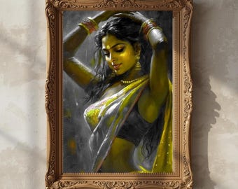 Indian beauty art ,Modern Artwork ,Traditional Painting | Cultural Wall decor, Ethnic ,Digital Print