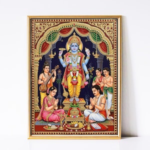 lord Vishnu ji Sri Satyanarayana Swami, Hindu god wall art, Indian print, spiritual poster