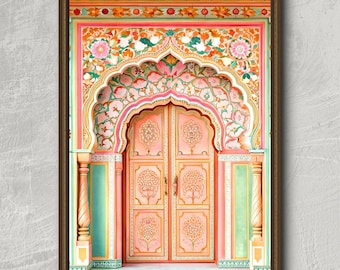 アート・デザイン・音楽 Jaipur: A Planned City of Rajasthan Royal Pink Door, Jaipur Wall Art, Indian Palace Decor, Rajasthani