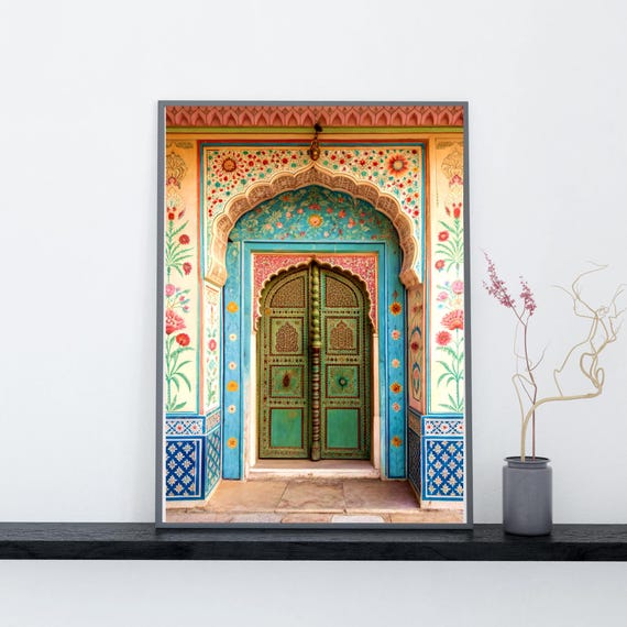 Indian Folk Art ,jaipur Door Print, Rajasthan Travel Poster, Royal