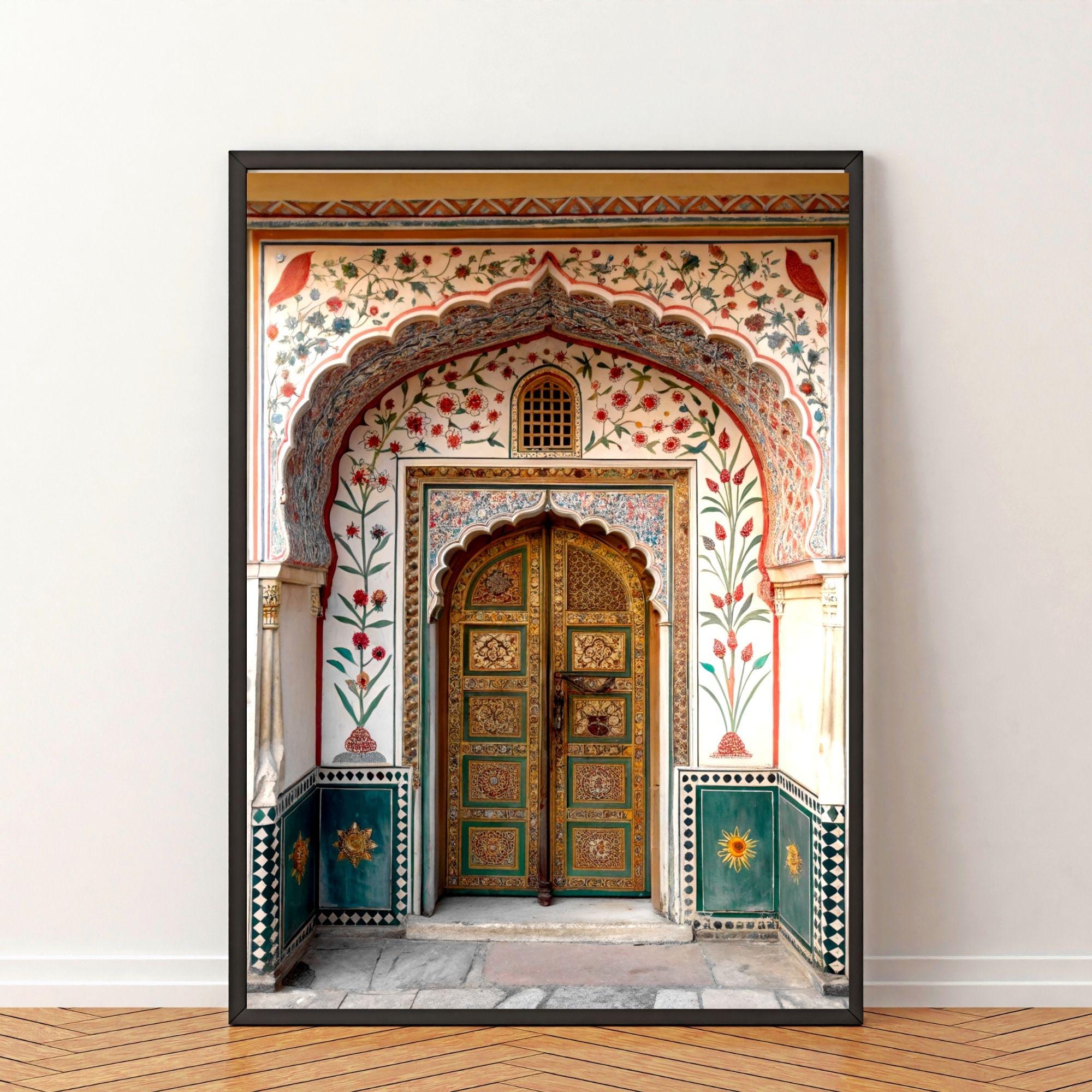 Jaipur Door Wall Art, Indian Palace Print, Rajasthani Painting