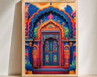 Rajasthani Palace Door, Jaipur Wall Art, Indian Travel Posters, pink city, gift gallery