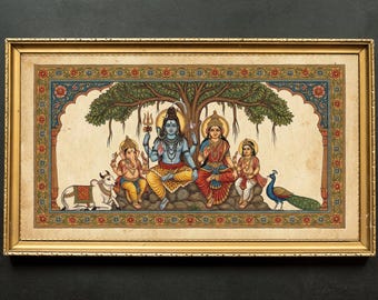 シヴァの芸術…シヴァ、パールヴァティー、ガネーシャ…ヴィンテージの