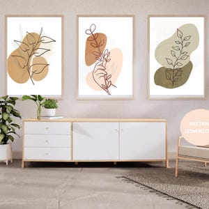 Abstract Set 3 Print, Mid Century Modern Home Decor, Botanical Line Art, Geometric Wall Art Design FOR GIFT