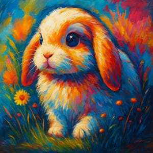 rabbit  wall art - Nursery rabbit print - Printable bunny art - Girls room decor and gift