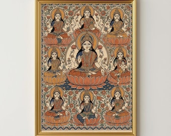 Stampa Ashtalakshmi, dea indiana, dio indù, poster spirituale, arte murale Laxmi ji