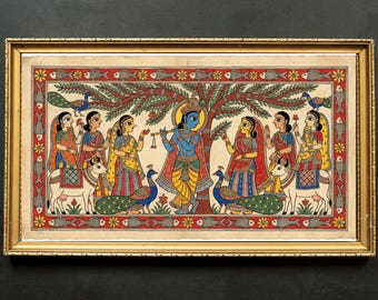 Krishna Playing Flute, Spiritual poster, Indian Mythology Decor, Hindu God,