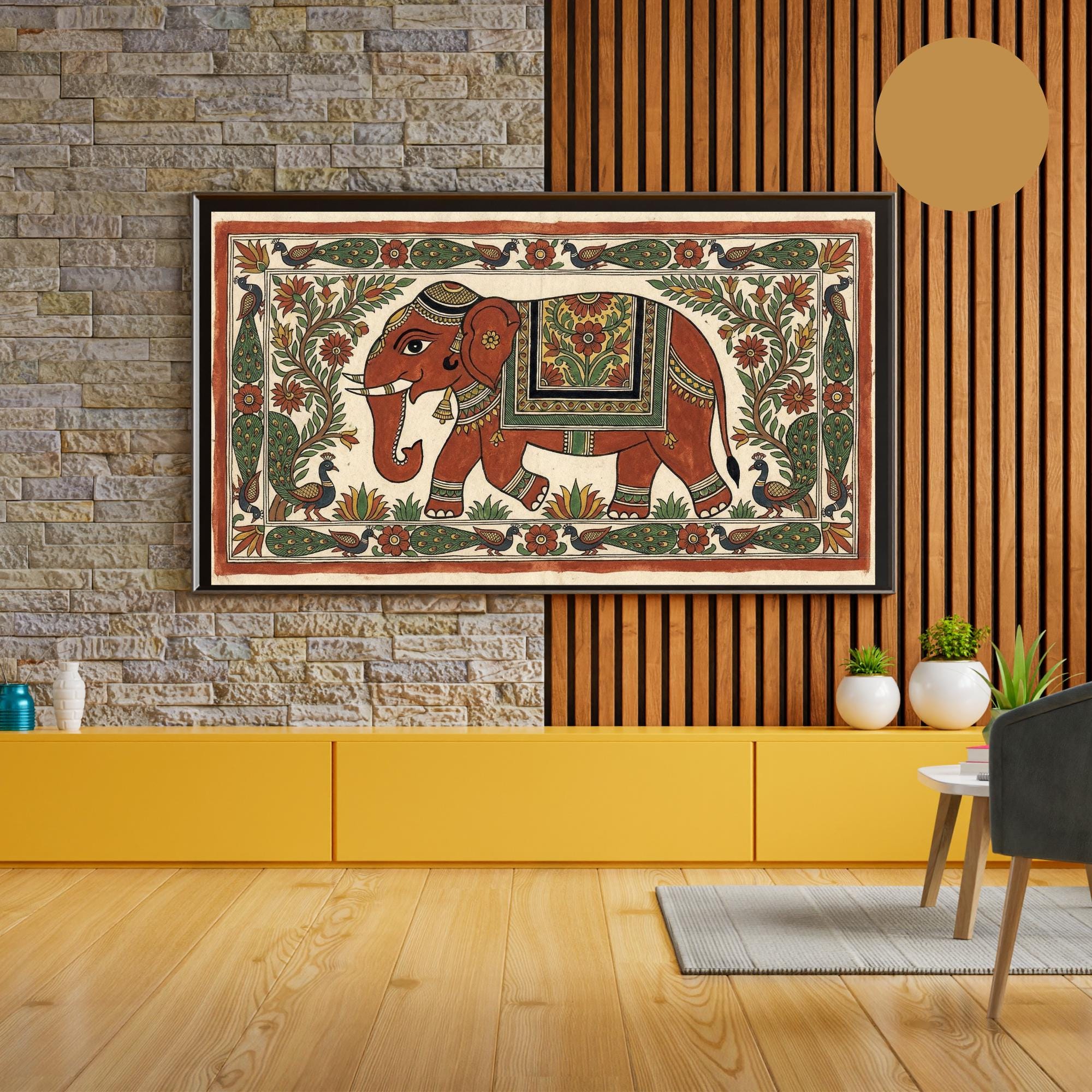 Indian Folk Elephant Wall Art Printable, Pichwai Art, India Poster ...