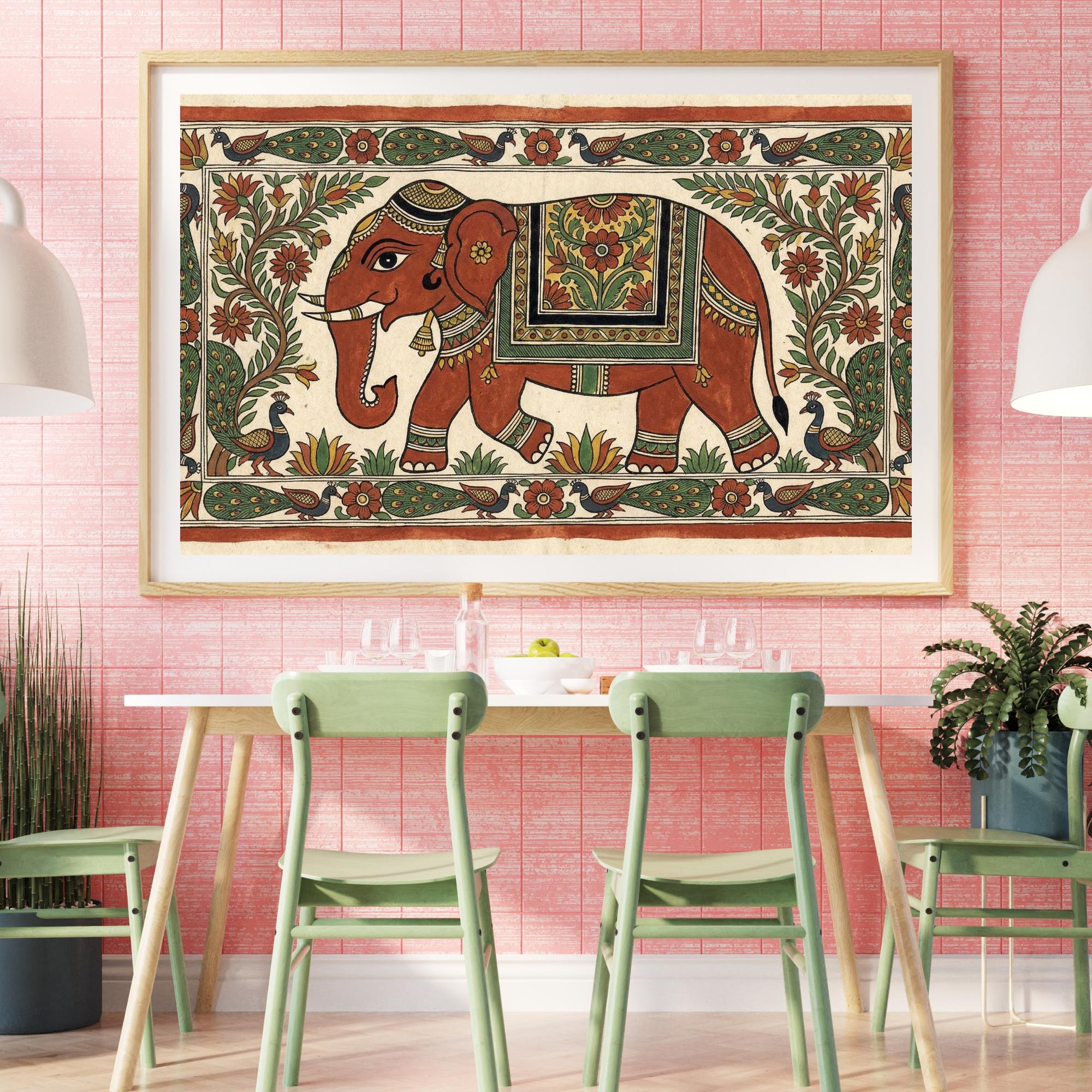 Indian Folk Elephant Wall Art Printable, Pichwai Art, India Poster ...