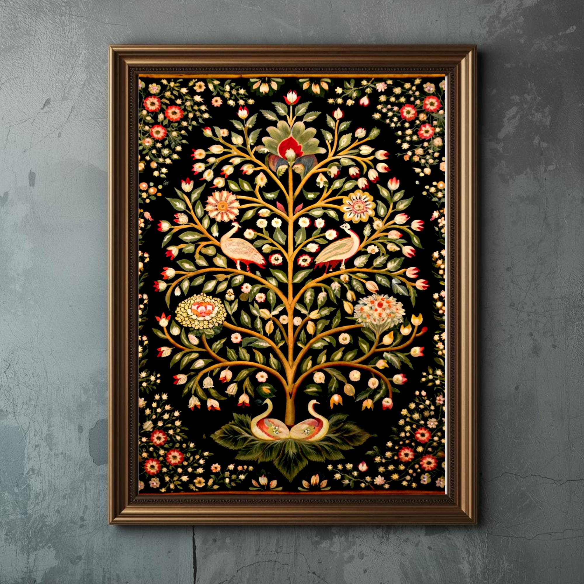Tree of Life, Pichwai Art Print, Indian Folk Painting, Boho Floral Wall ...