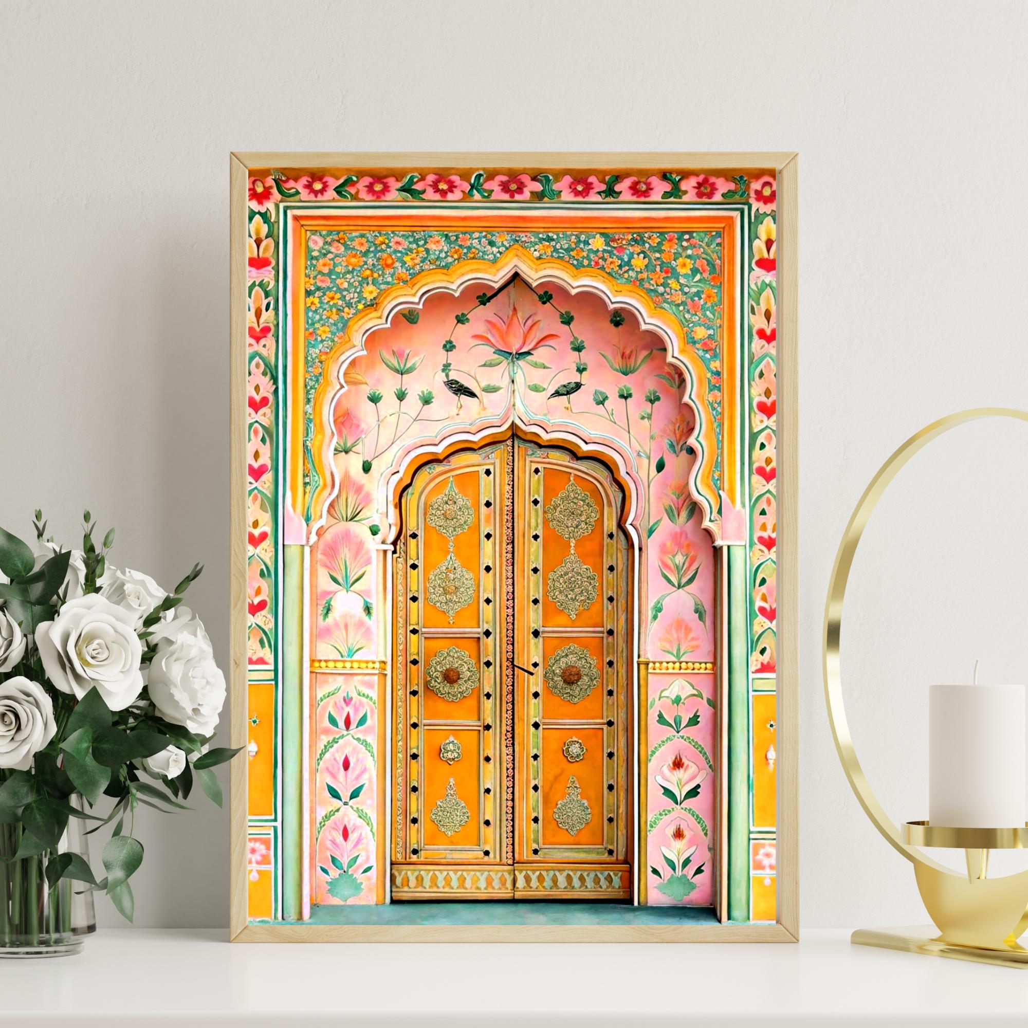 Jaipur Door Print, Rajasthani Pink City, Indian Palace Decor, Boho