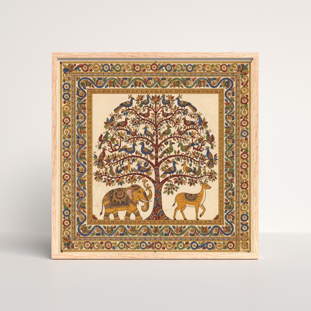 Madhubani Tree of Life Wall Art, Pichwai Print , Mithila Painting ...
