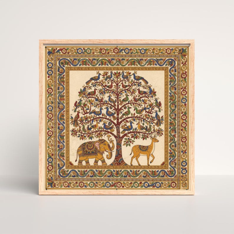 Madhubani Tree of Life Wall Art, Pichwai Print , Mithila Painting ...