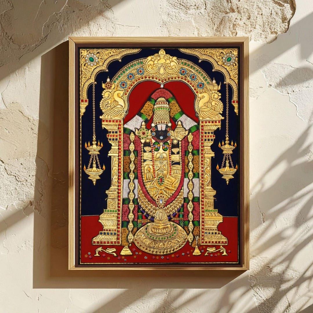 Tirupati Balaji Wall Print , Lord Venkateshwara, Hindu God, Tanjore ...