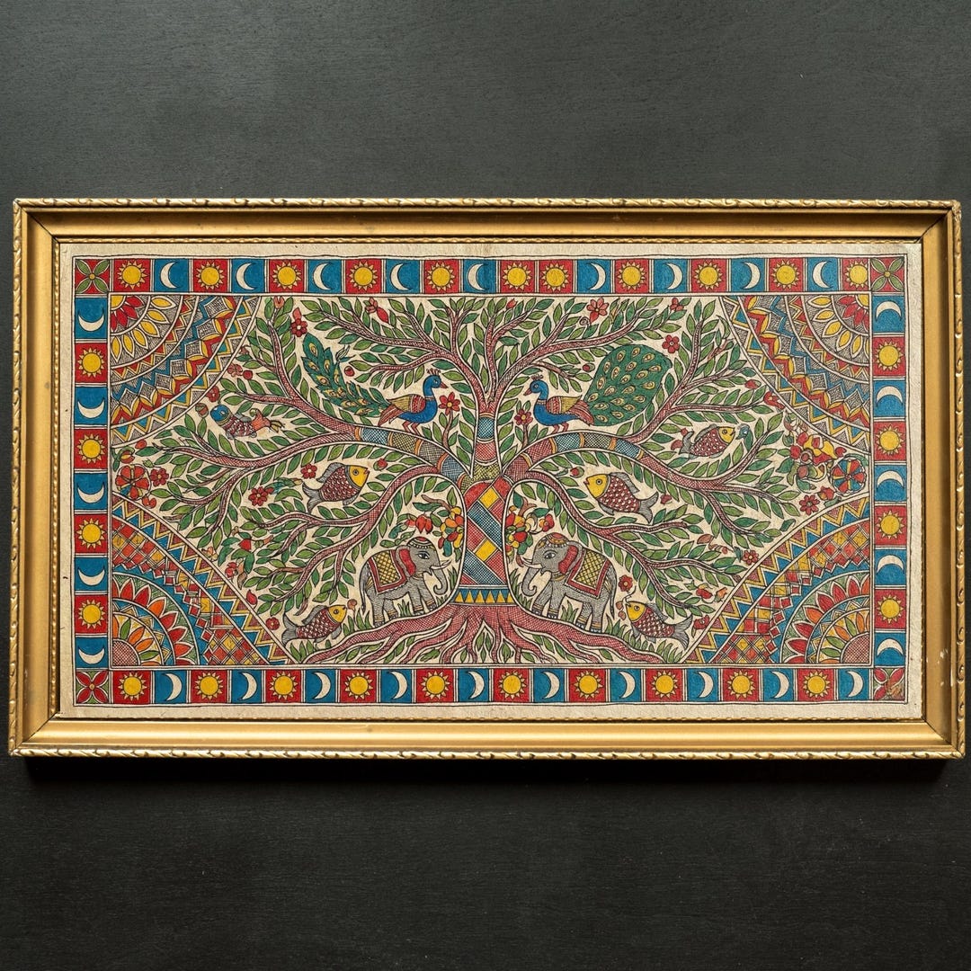 Madhubani Tree of Life Print ,indian Folk Art, Pichwai Painting, India ...