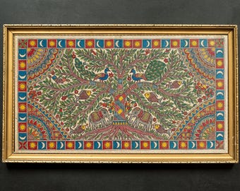 Madhubani Tree of Life Print ,Indian Folk Art, pichwai  painting, India print, animal prints