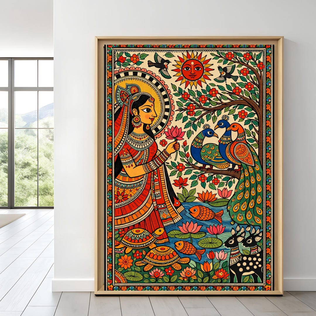 Madhubani Painting, Tree of Life, Indian Folk Art, Peacock Painting ...