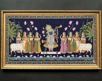 Divine Shreenathji Wall Art, Lord Krishna, popolo indiano, dio indù, stampa spirituale, stanza pooja