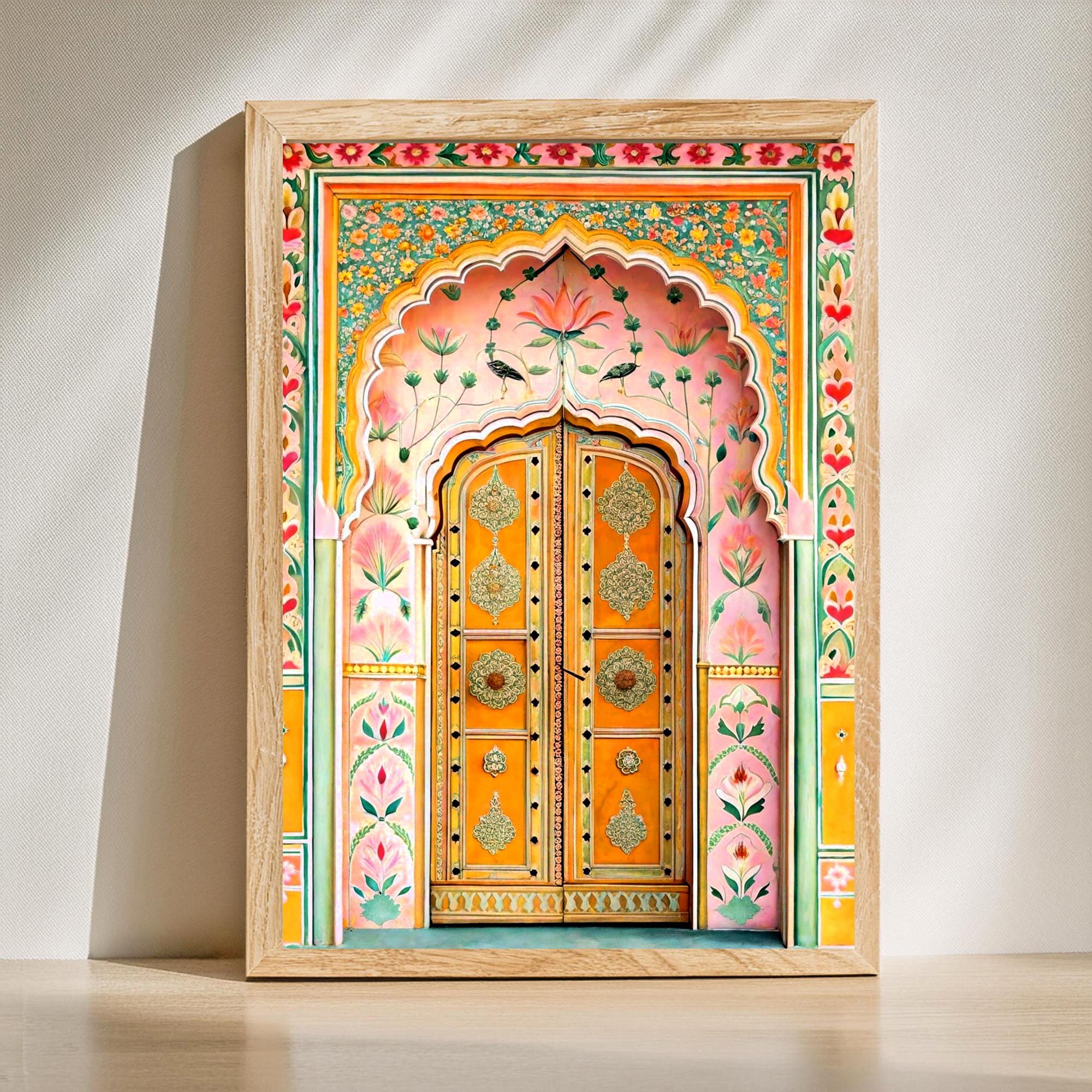 Jaipur Door Print, Rajasthani Pink City, Indian Palace Decor, Boho