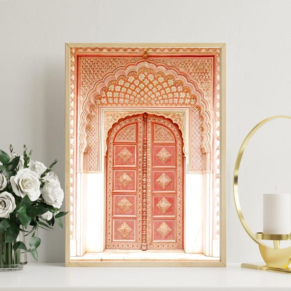 Jaipur Lotus Door Print, Indian Palace Decor, Rajasthani wall art, Indian Architecture, Digital Download