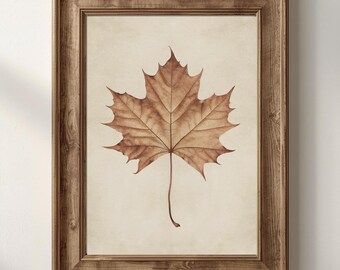 Autumn Maple Leaf Wall Art, Fall Decor, Printable, Thanksgiving & Halloween Home Decor.