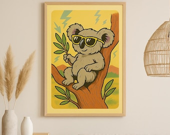 Impresión artística de koala - Arte mural australiano - Impresión de animal australiano - Foto imprimible de animal australiano