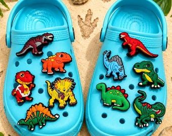 Dinosaur Shoe Charms: (4 Or 10 Pack) Clogs Set - T-Rex, Stegosaurus