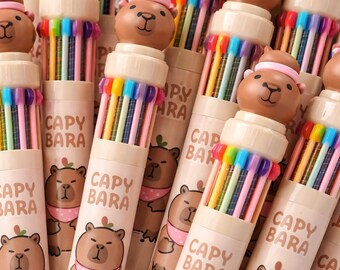 Capybara 10 Colour Multi Pen | Cute Kids Stationery | Fun School Pen | Capybara Gift