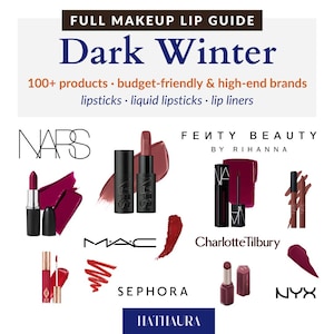 Dark Winter Lip Make-up Guide 100+ Products & Shades, Lipstick, Liner, Liquid - Mac, NYX, Sephora, NARS | Seasonal Color Makeup PDF