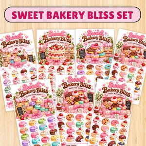 以下が含まれることがあります： Sweet Bakery Blissセットには、7枚のイラスト入り貯金チャレンジシートが含まれています。各シートには、カップケーキ、ケーキ、ドーナツ、マカロンなどのカラフルな焼き菓子が描かれており、貯金額を記録するための円形のスペースとSweet Bakery Blissのタイトルが記載されています。