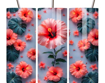Blommigt tumblersjal: Högupplöst PNG-sublimeringsdesign (digital nedladdning)
