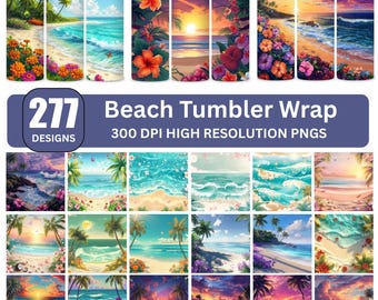 Strandmuggspaket: Sublimeringsdesigner med tropisk solnedgång (digital nedladdning i PNG)