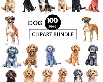 Stora hundraser Clipart-paket, schäfer, fransk bulldogg (digital nedladdning)
