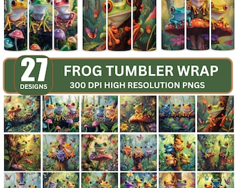 Frog Skinny Tumbler Sublimation Design: Seamless 20 oz Wrap (Digital Download