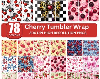Körsbärsrosett Tumbler Wrap, Rosa Coquette Design (Digital Nedladdning)