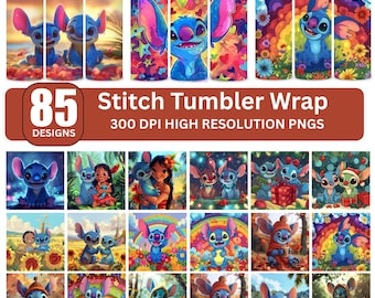 Stitch Tumbler Wrap Designs Bundle: 20oz Skinny Tumbler PNG (digital nedladdning)