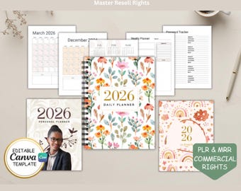 2026-2027 Planer, MRR PLR Digitaler Planer, bearbeitbare Canva-Vorlagen, Organisationsplaner, Master Wiederverkaufsrechte, Rebranding Weiterverkaufen