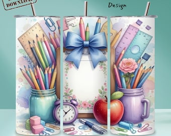 Lärarliv Tumbler Wrap PNG, 20oz smal tumbler PNG, sömlös sublimeringsdesign, digital nedladdning PNG